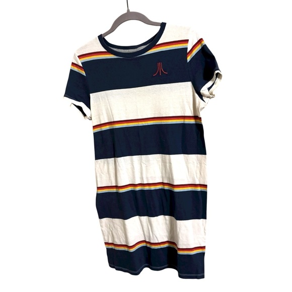 Junk Food Atari Striped White & Blue Mini Shirt Tunic‎ Dress Medium - Picture 2 of 6